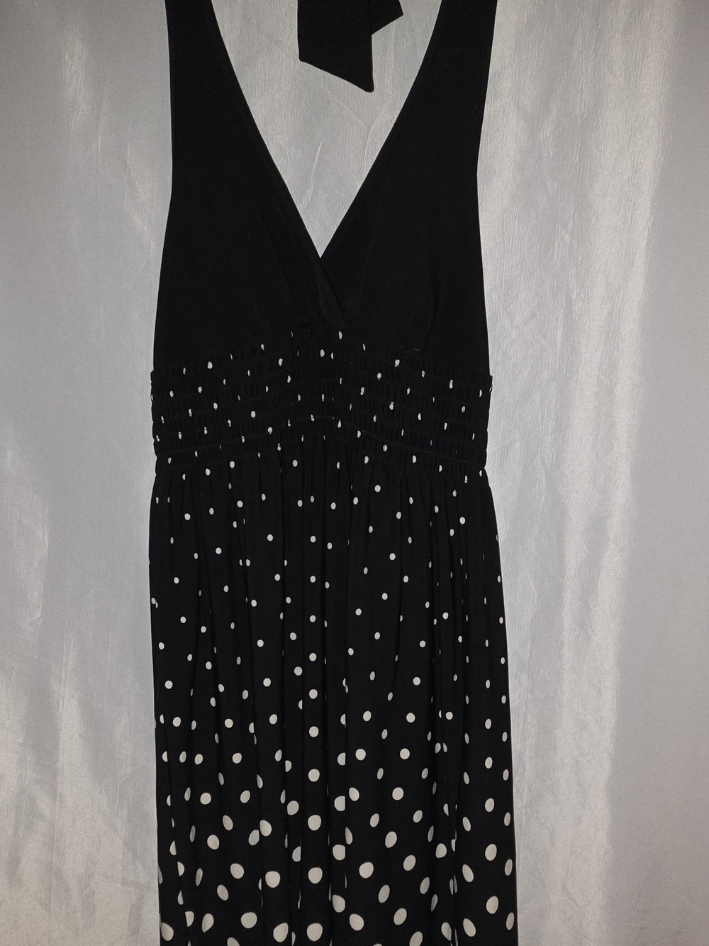Halter Black Polka Dot Maxi Dress
